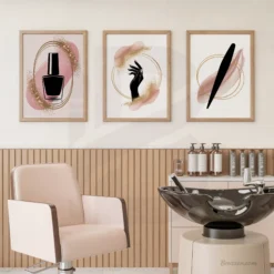 Minimalist Nail Salon Prints Professional Beauty Studio Wall Decor Set
