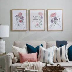 Minimalist feminine line art prints set living room