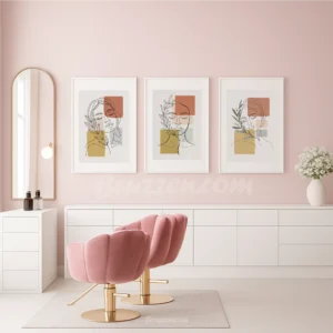Set of 3 Abstract Woman Face Line Drawing Minimalist Prints Modern Hair Salon Decor