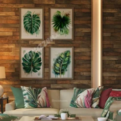 Watercolor Tropical leaf Prints Set of 4 Hi-res Downloadable Bundle