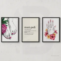 3 Set Mani pedi wall prints nail modern salon decor