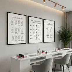 beauty salon wall art neutral minimalist nail care posters