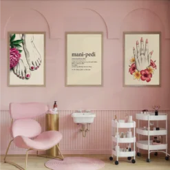 Contemporary beauty studio decor nail art floral prints