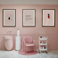 Nail salon wall art blush pink decor