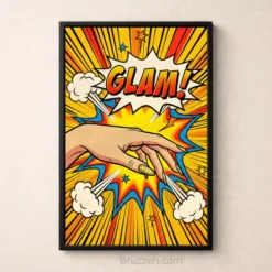 comic book glam gold nails explosion wall art