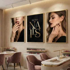 Luxury contemporary salon decor-portrait set muted tones studio lighting art