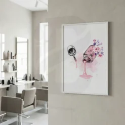 feminine vanity wall art with nail polish bottle design