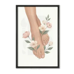 Floral feet nail salon wall art print set
