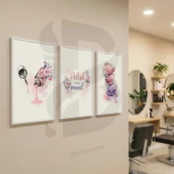 three piece beauty room decor with motivational typography