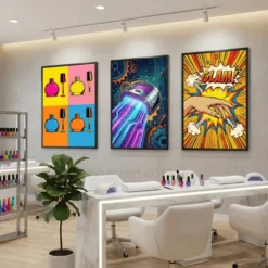 nail salon wall art set of 3 modern studio