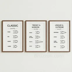 nail shape guide chart print modern beauty salon wall art