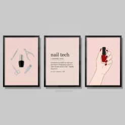 Nail technician wall art set of 3 printable salon decor