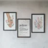 Pedicure definition wall art set of 3 floral decor