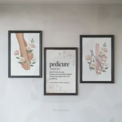 Pedicure definition wall art set of 3 floral decor