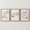self care wall art pink floral nail salon print set