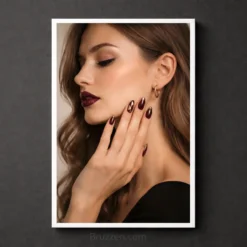 Beauty photography, side profile portrait print manicured nail salon decor