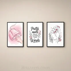 3 set pretty nails quote beauty room printable wall art