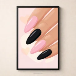 Blush and black fingernail art digital download beauty studio
