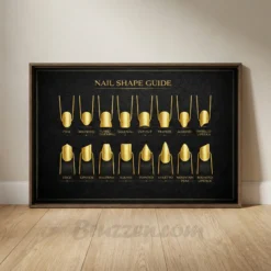 Gold nail shape guide wall art framed canvas luxe