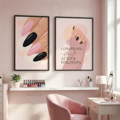 Pink themed feminine manicure room wall decor printable