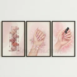Blush pink manicure printable wall art trio