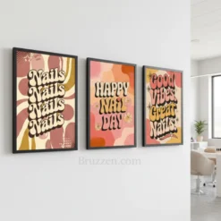 boho beauty room wall art coral mustard typography