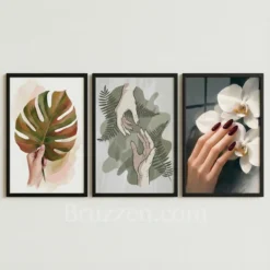botanical hands nail art prints spa wall decor set