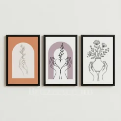 botanical line art print set minimalist hand wall decor