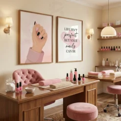 Classic style nail salon printable wall art set