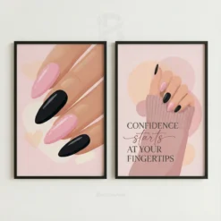 Confidence starts at your fingertips nail salon wall art set of 2