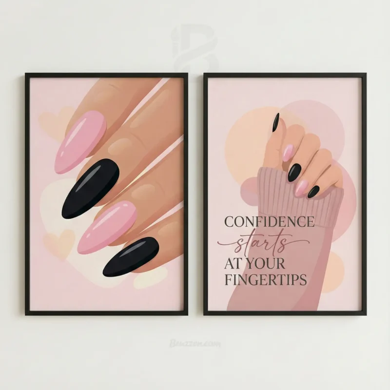 Confidence starts at your fingertips nail salon wall art set of 2