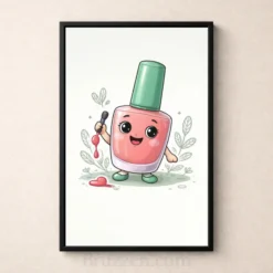 kawaii nail polish bottle character pink cute salon art