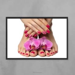 Elegant pedicure ideas pink orchid close-up photography