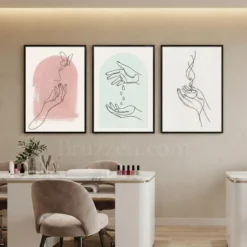 feminine line drawing wall art 3 set prints