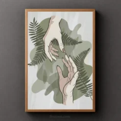 fern fronds hands reaching botanical art print