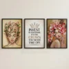 hair crown wall art set three piece beauty salon motivational prints