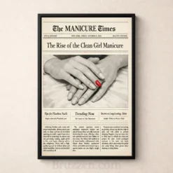 manicure print set vintage newspaper aesthetic wall art
