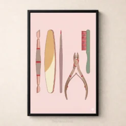 manicure tools art print for salon wall decor