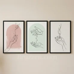 minimalist hand gesture art prints beauty, spa and bedroom