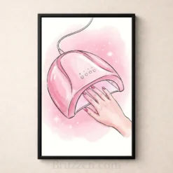 modern watercolor pink hand and manicure lamp wall print