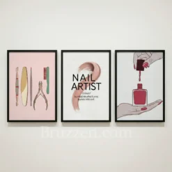 Nail artist tools definition wall art set three piece beauty salon decor