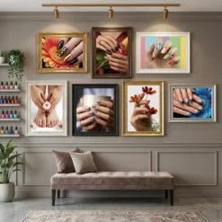 Galleery wall-modern nail salon posters photos 8k professional prints Gallery Display