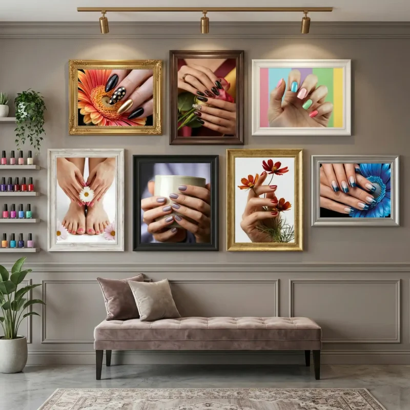 Gallery wall-modern nail salon posters photos 8k professional prints Gallery Display