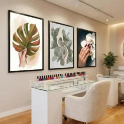 nail salon wall art 3 piece botanical hand prints gallery