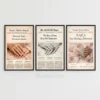3 set nail salon wall art newspaper-style posters beauty room decor printable