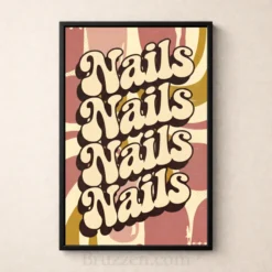 nails nails nails typography vintage groovy wall art printable