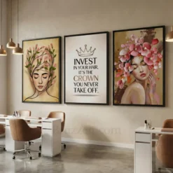 three piece modern beauty salon inspirational wall art