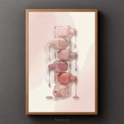 Watercolor stack nail polish bottles print