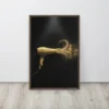 Gold Glam Hair Dryer Framed Canvas Salon Wall Art