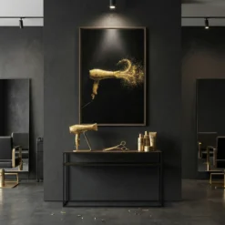 Gold black hairdresser studio canvas art modern